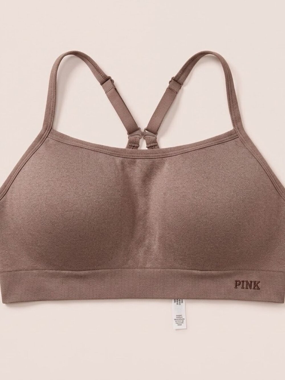 NWT PINK Victoria's Secret Taupe Brown Seamless Sports Bra XL